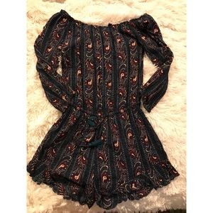 Paisley pattern drawstring rhomper